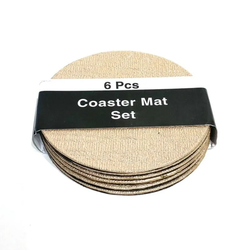 Faux Leather Coaster Mat Set Round (6 Pieces)