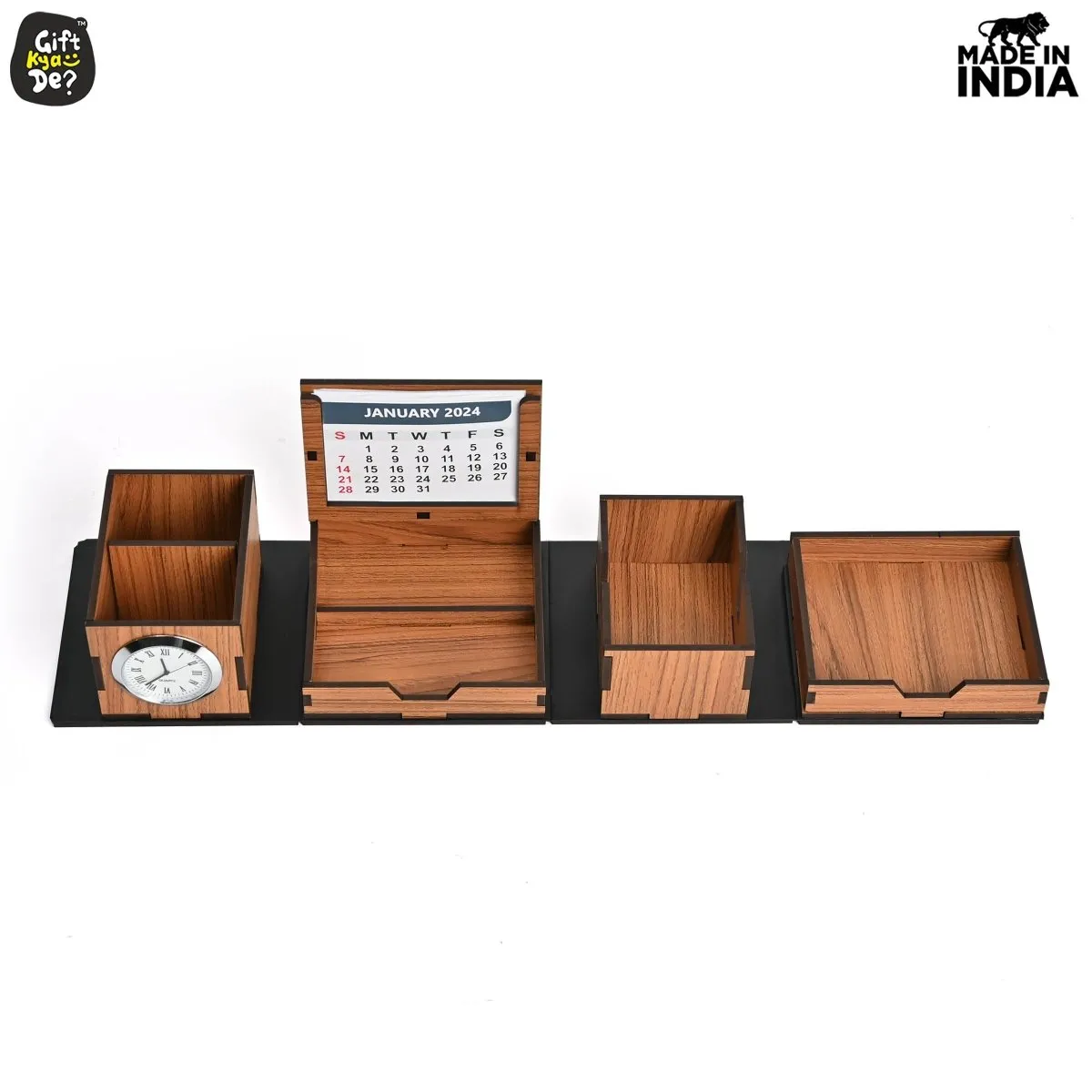 Foldable All in One Office Desk Organizer With Clock, Calendar 2025 & Mobile Stand | Desk Accessories