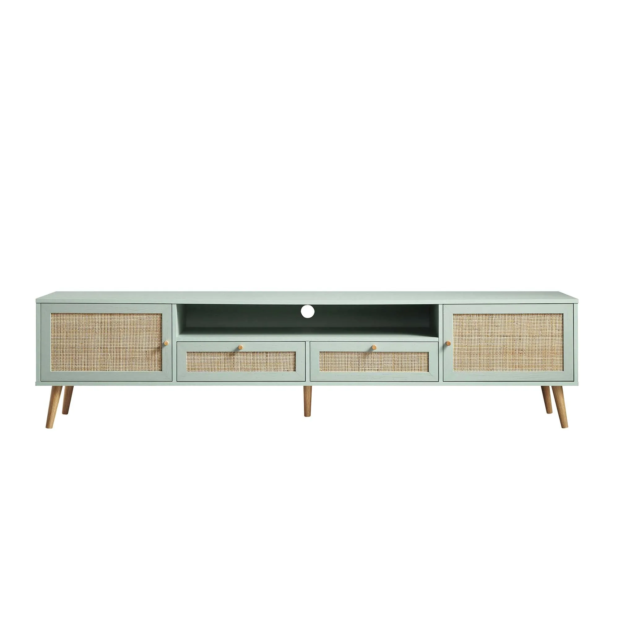 Frances Woven Rattan 200cm Wide TV Unit, Mint