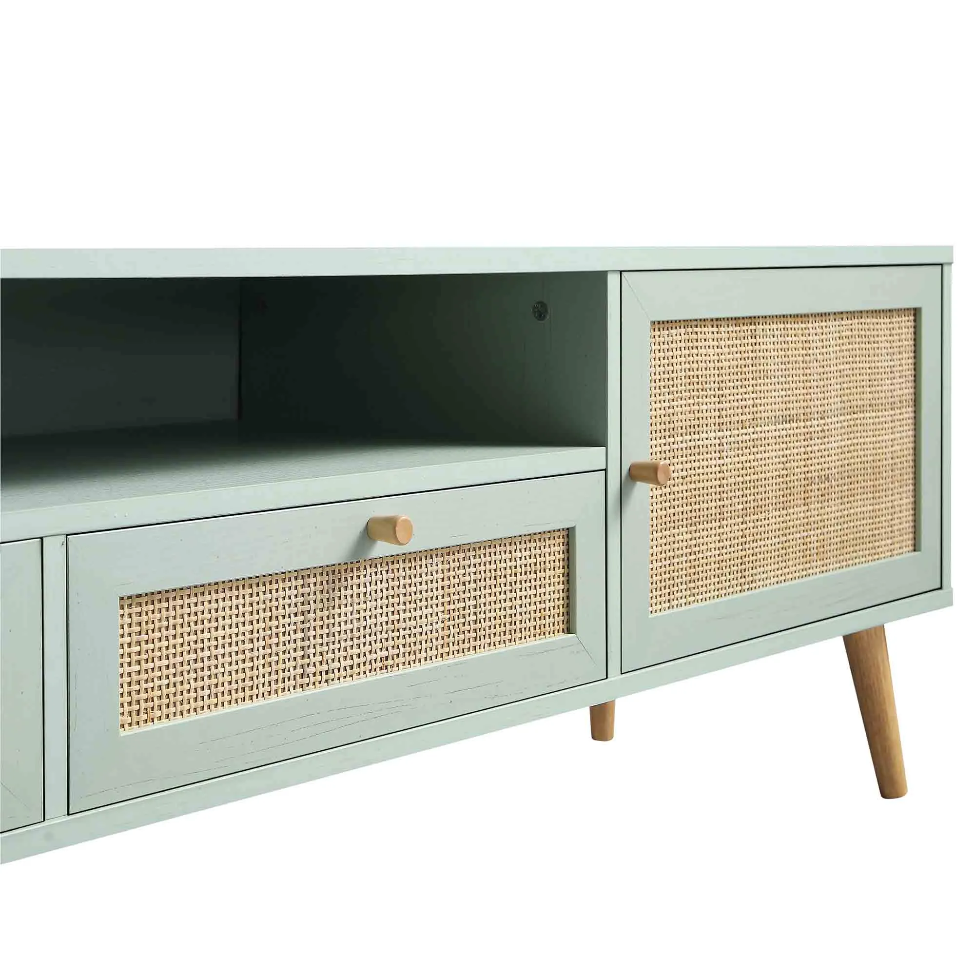 Frances Woven Rattan 200cm Wide TV Unit, Mint