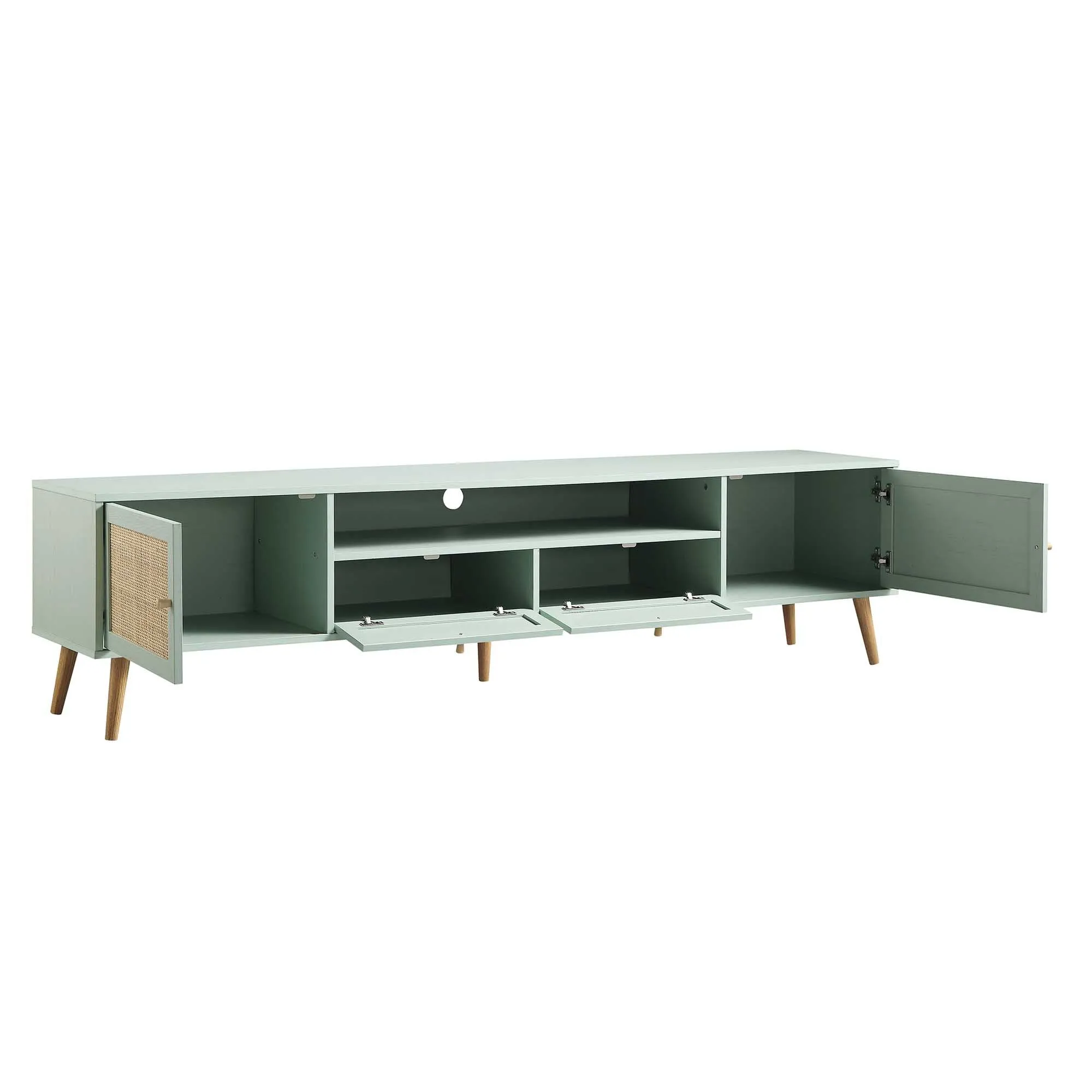 Frances Woven Rattan 200cm Wide TV Unit, Mint