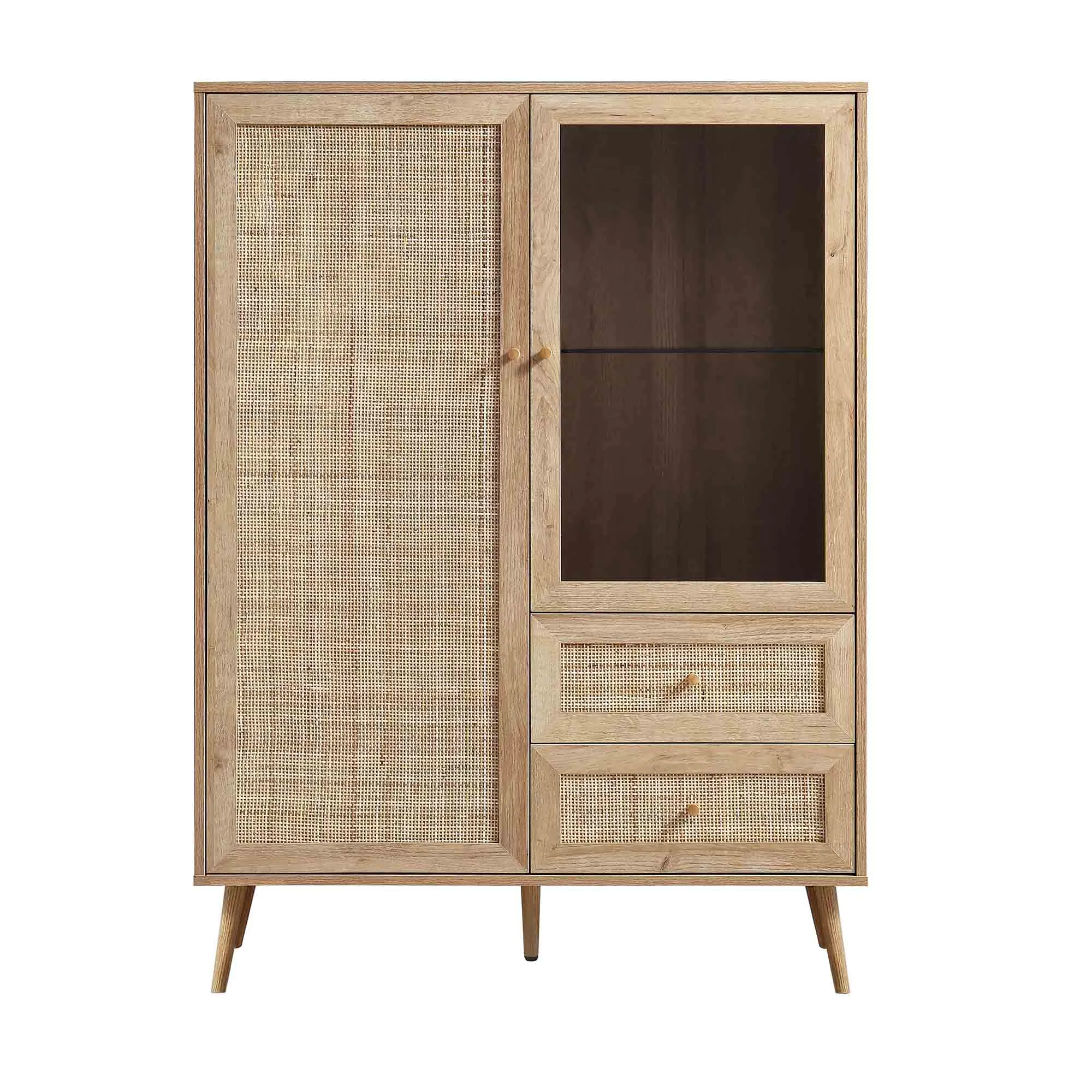 Frances Woven Rattan Display Cabinet, Natural