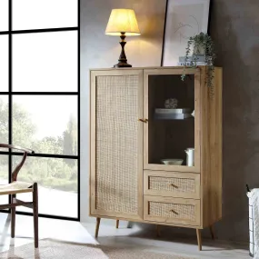 Frances Woven Rattan Display Cabinet, Natural