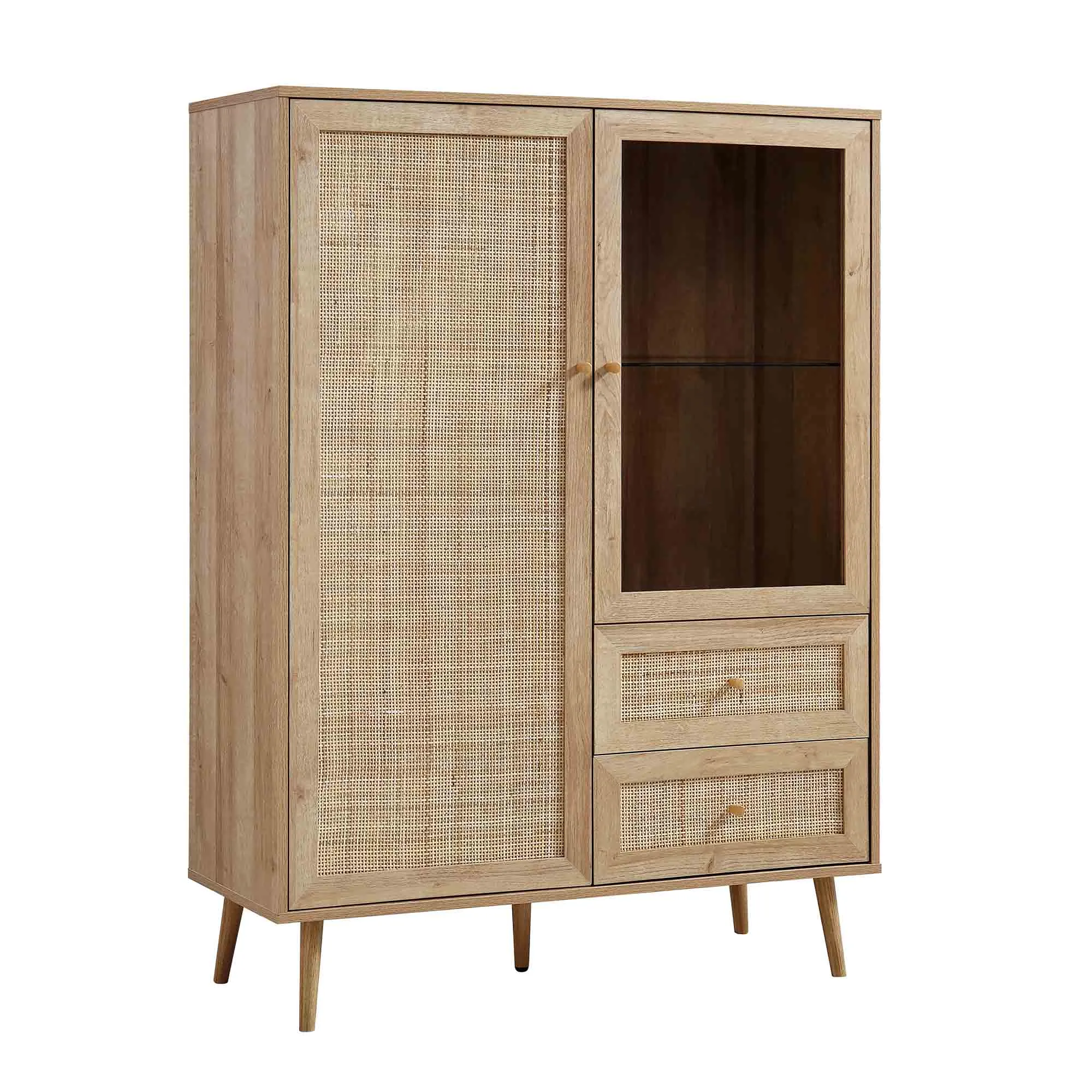 Frances Woven Rattan Display Cabinet, Natural