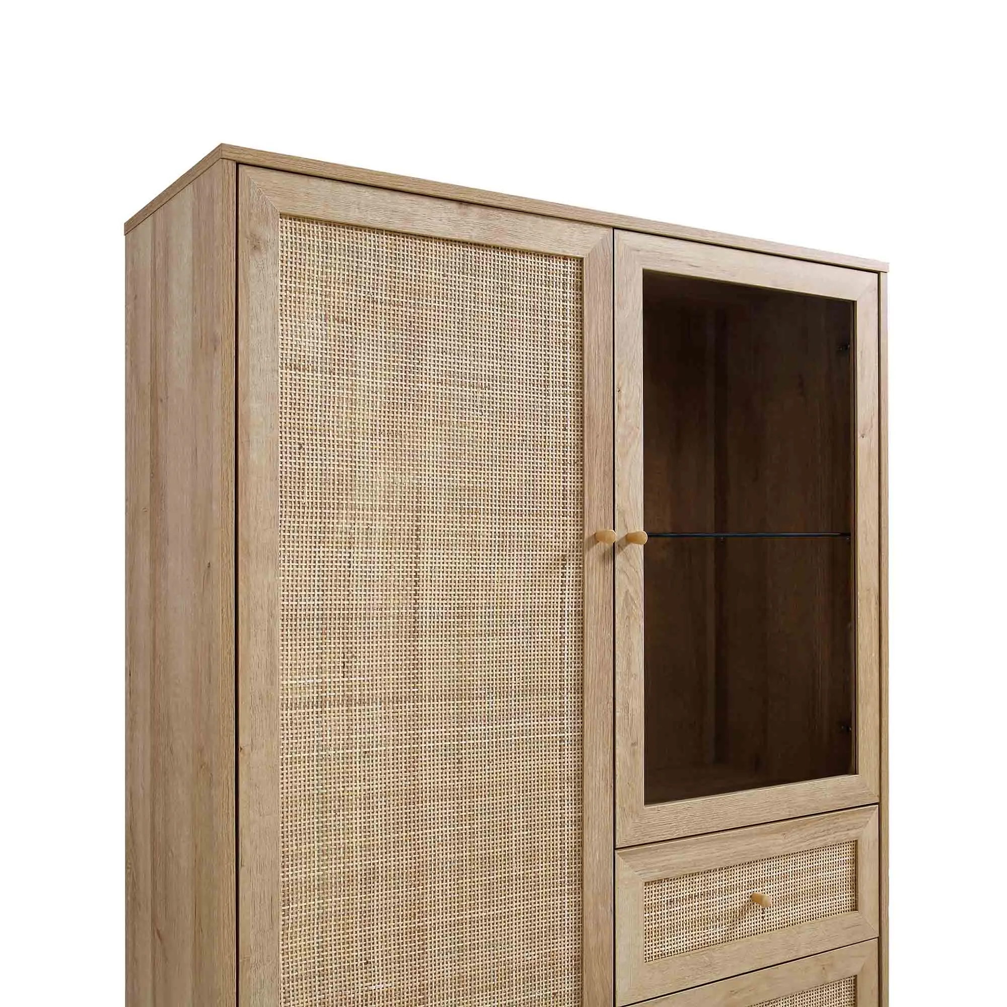 Frances Woven Rattan Display Cabinet, Natural