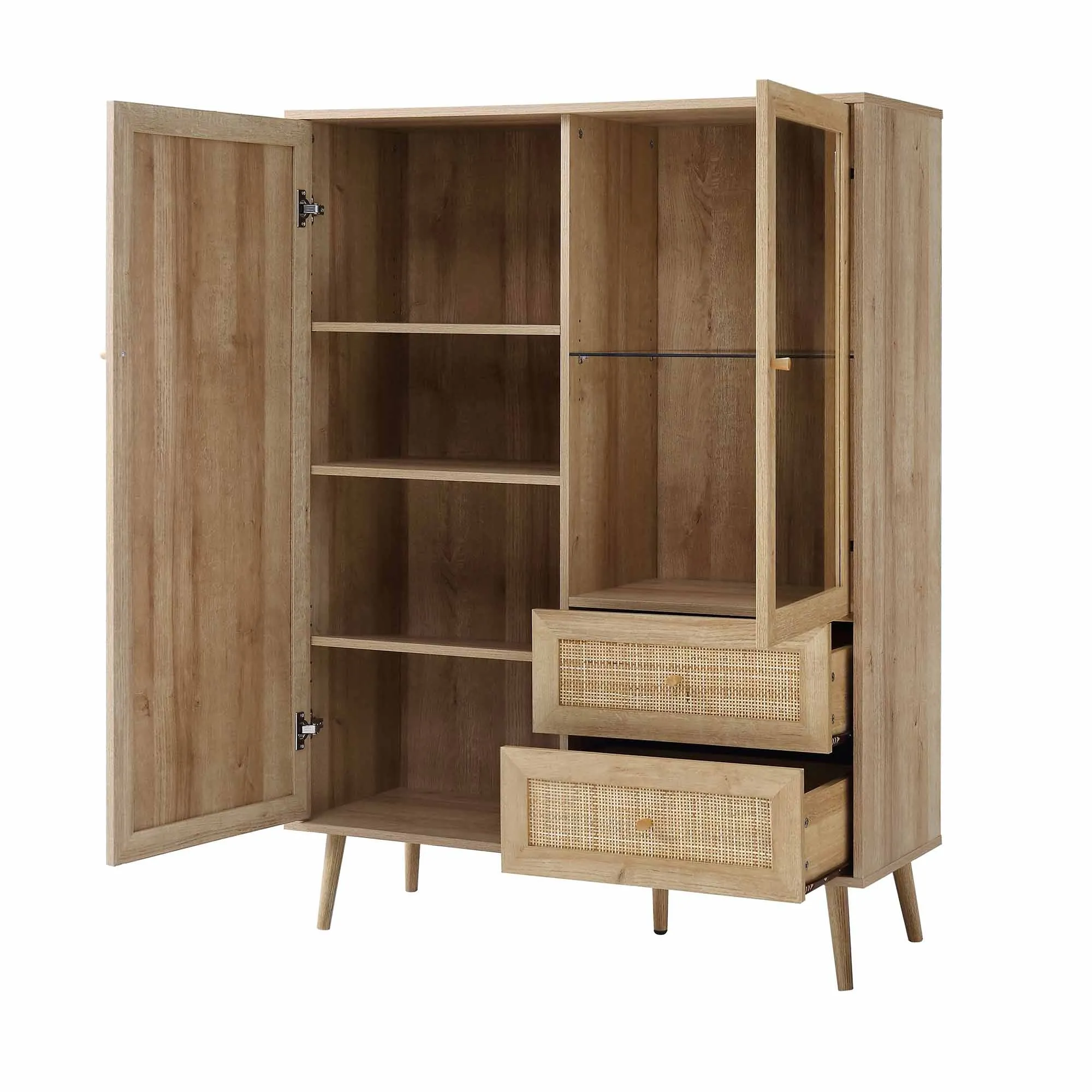 Frances Woven Rattan Display Cabinet, Natural