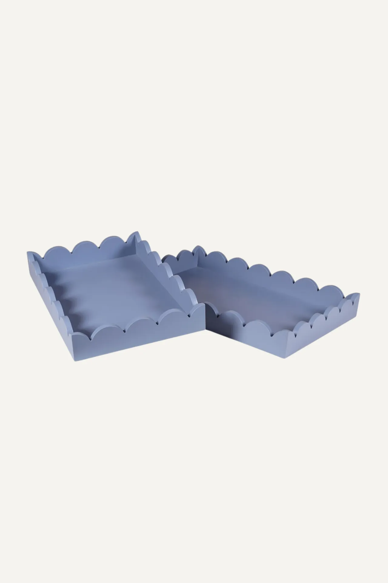 Grey Rectangular Tray with Scallop Edges