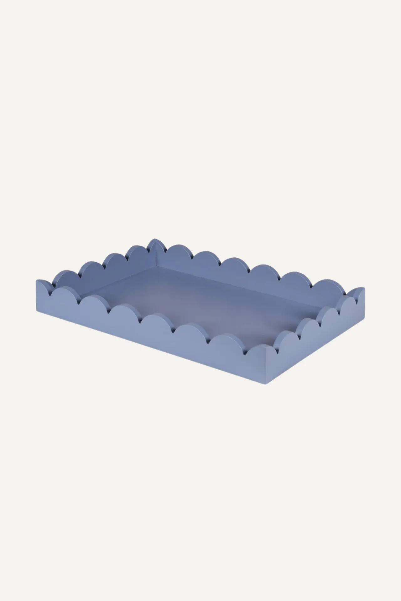 Grey Rectangular Tray with Scallop Edges