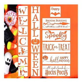 Halloween Welcome Stencils to Paint | Large Happy Halloween Spooky Stencil | Hocus Pocus | Broom Parking | Trick or Treat Drawing Stencils