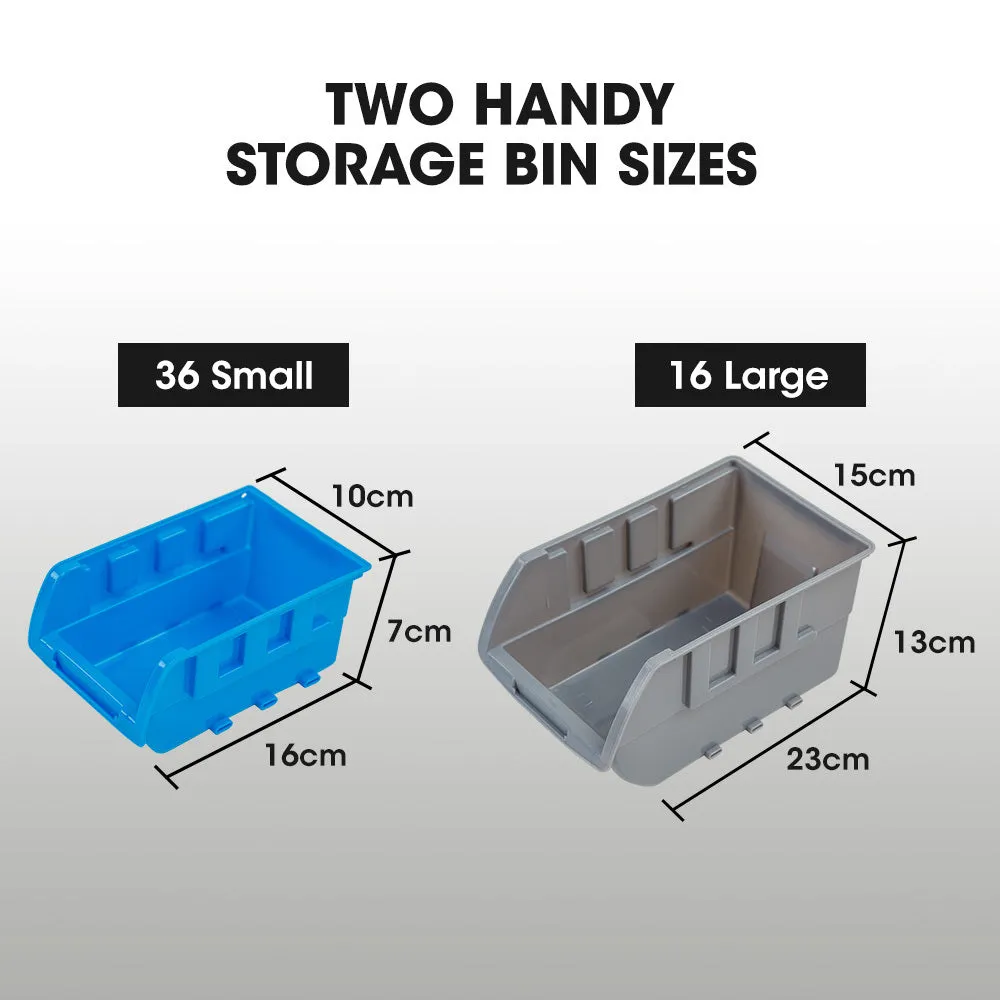 Heavy-Duty 52-Bin Storage Rack System - Mobile, Double-Sided