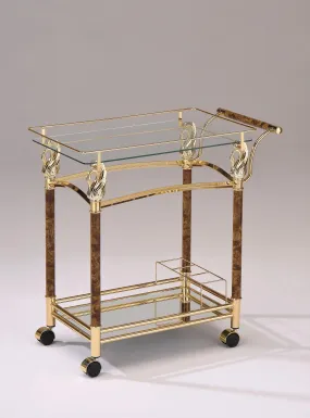 Helmut Gold Plated & Clear Glass - Tempered Serving Cart