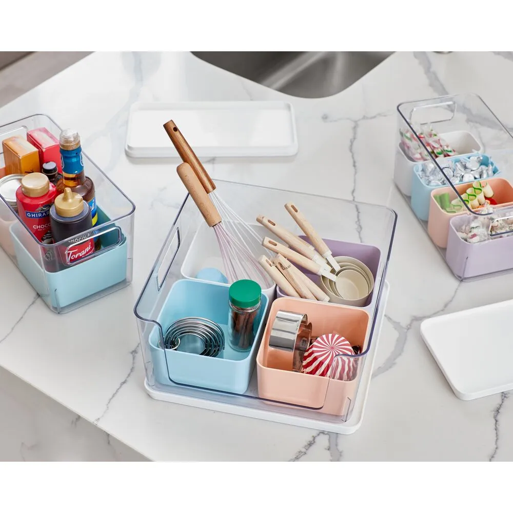 iDesign Large Lidded Bins & 2 Inner Medium Bins Multicolor/Marshmallow