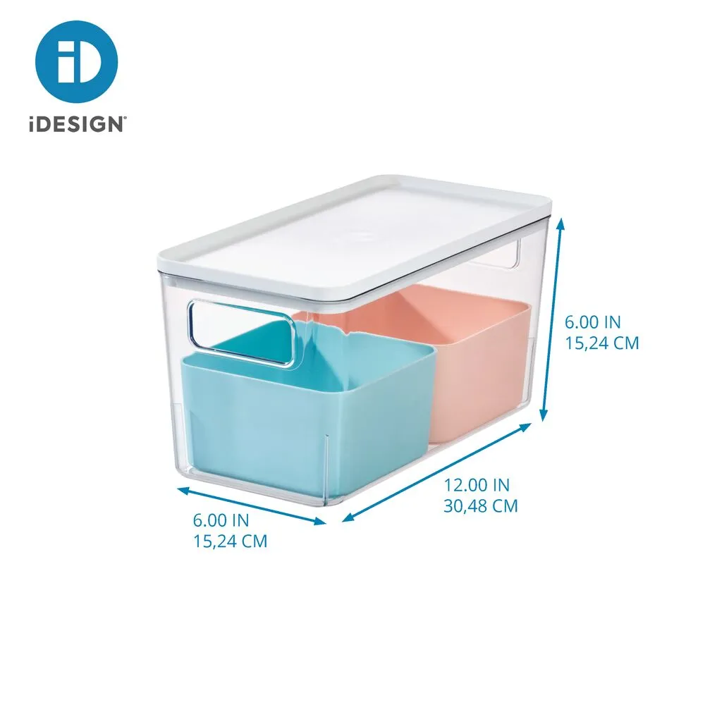 iDesign Large Lidded Bins & 2 Inner Medium Bins Multicolor/Marshmallow