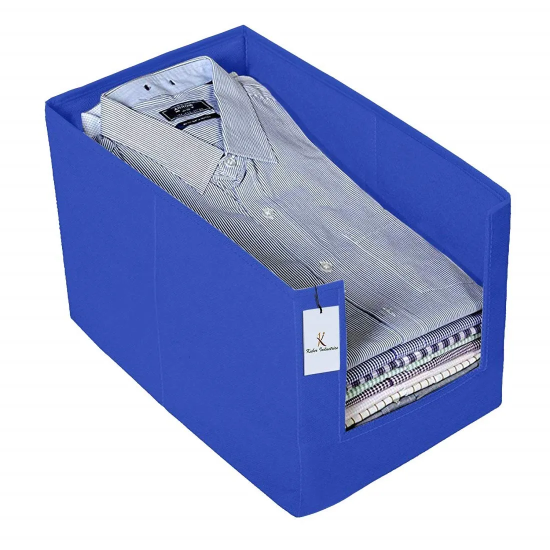 Kuber Industries 2 Piece Non Woven Shirt Stacker Wardrobe Organizer Set, Blue (CTKTC2986)