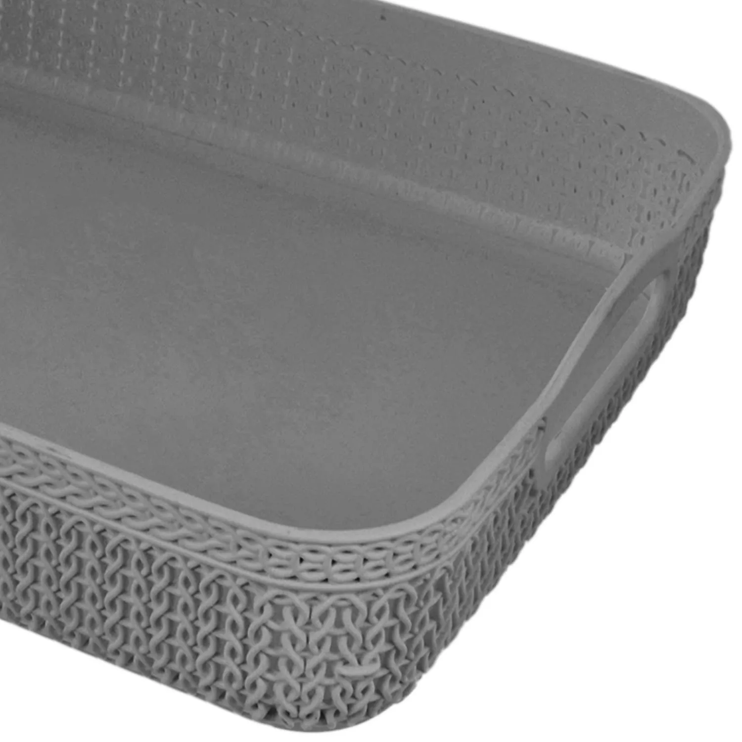 Kuber Industries Q-4 Designer Plastic Storage Basket For Store Fruits, Vegetables, Magazines, Cosmetics, Stationary Pack of 3 (Grey)-50KM01584