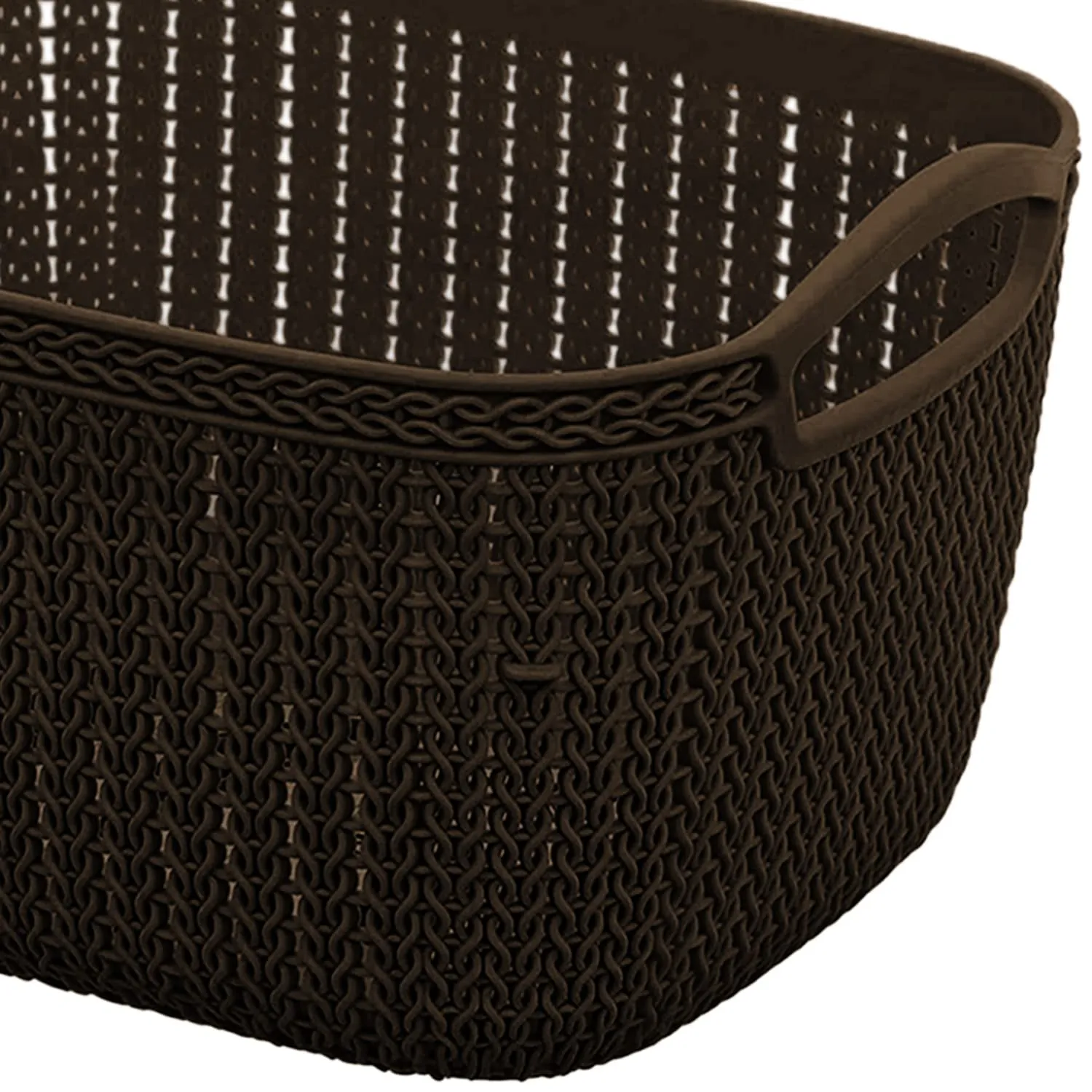 Kuber Industries Q-5 Multiuses Designer Unbreakable Plastic Storage Basket/Organizer/Bin For Home, Kitchen, Bathroom, Office Use Pack of 2 (Beach & Brown)-50KM01639