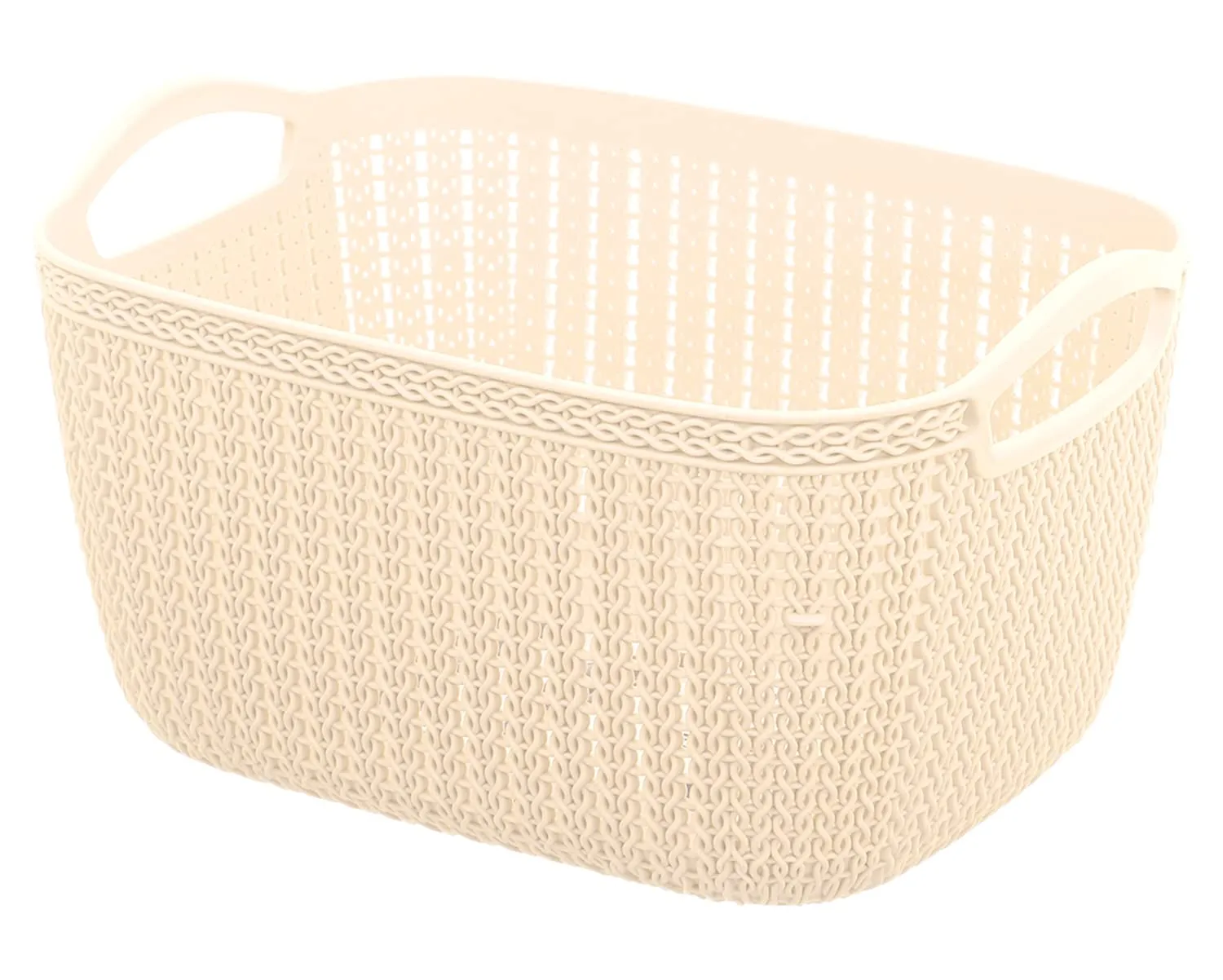 Kuber Industries Q-5 Multiuses Designer Unbreakable Plastic Storage Basket/Organizer/Bin For Home, Kitchen, Bathroom, Office Use Pack of 2 (Beach & Brown)-50KM01639