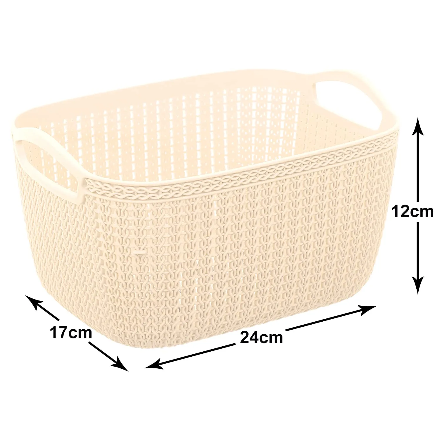 Kuber Industries Q-5 Multiuses Designer Unbreakable Plastic Storage Basket/Organizer/Bin For Home, Kitchen, Bathroom, Office Use Pack of 2 (Beach & Brown)-50KM01639