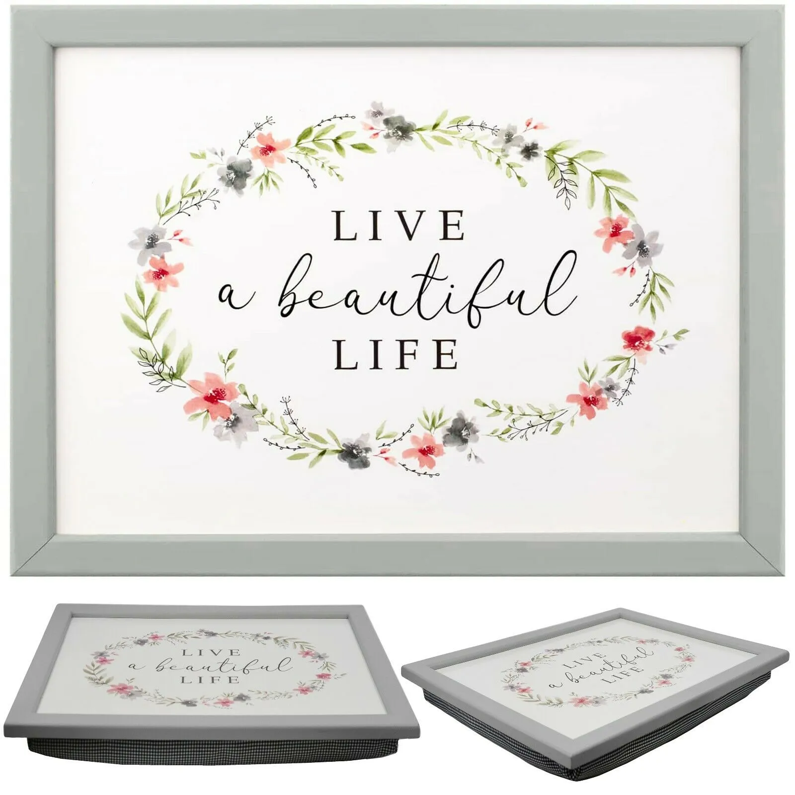 Live a Beautiful Life Lap Tray With Bean Bag Cushion