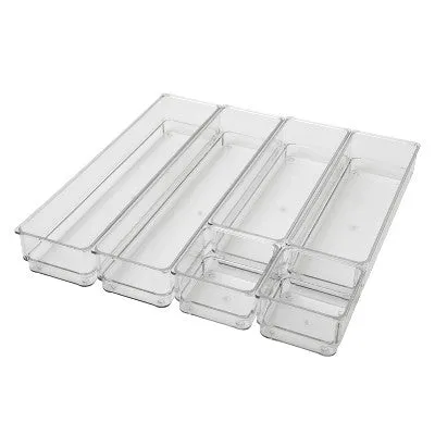 Martha Stewart 6pc Plastic Stackable Office Desk Drawer Organizers Clear