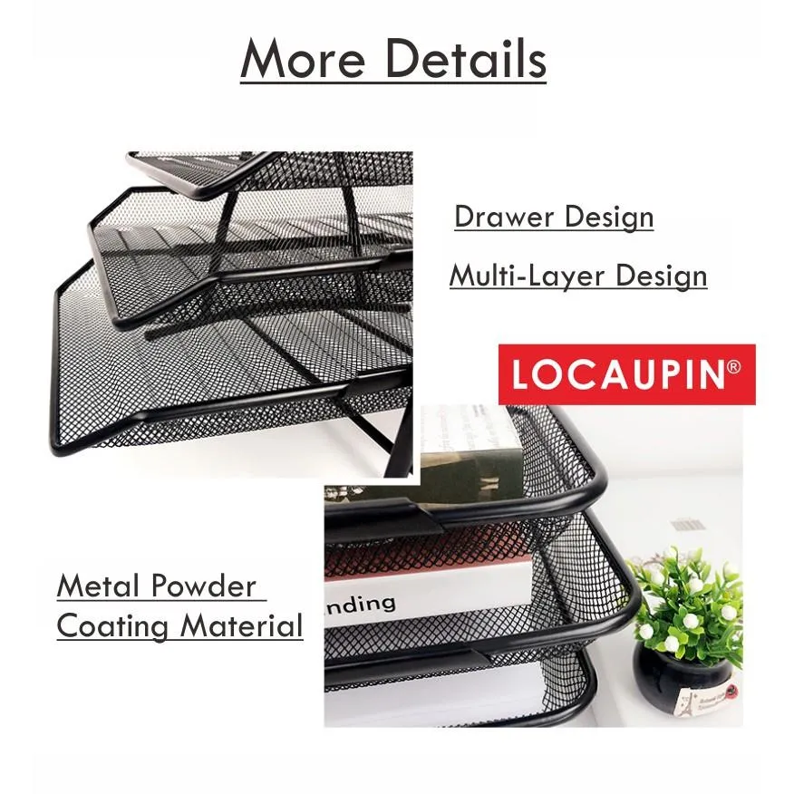 Metal Mesh Office Paper & Letter Tray 4 Step