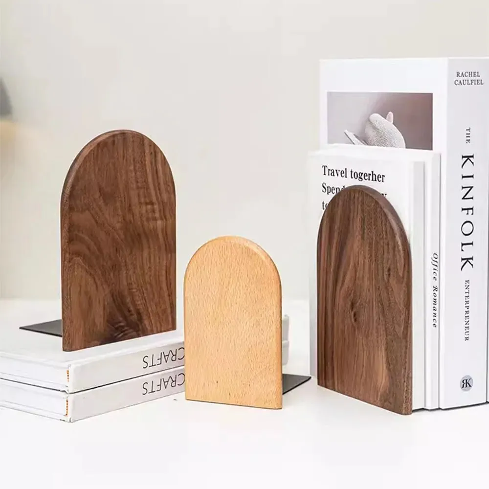 Natural Wood Bookends – Stylish Desktop Organizer for Home & Office