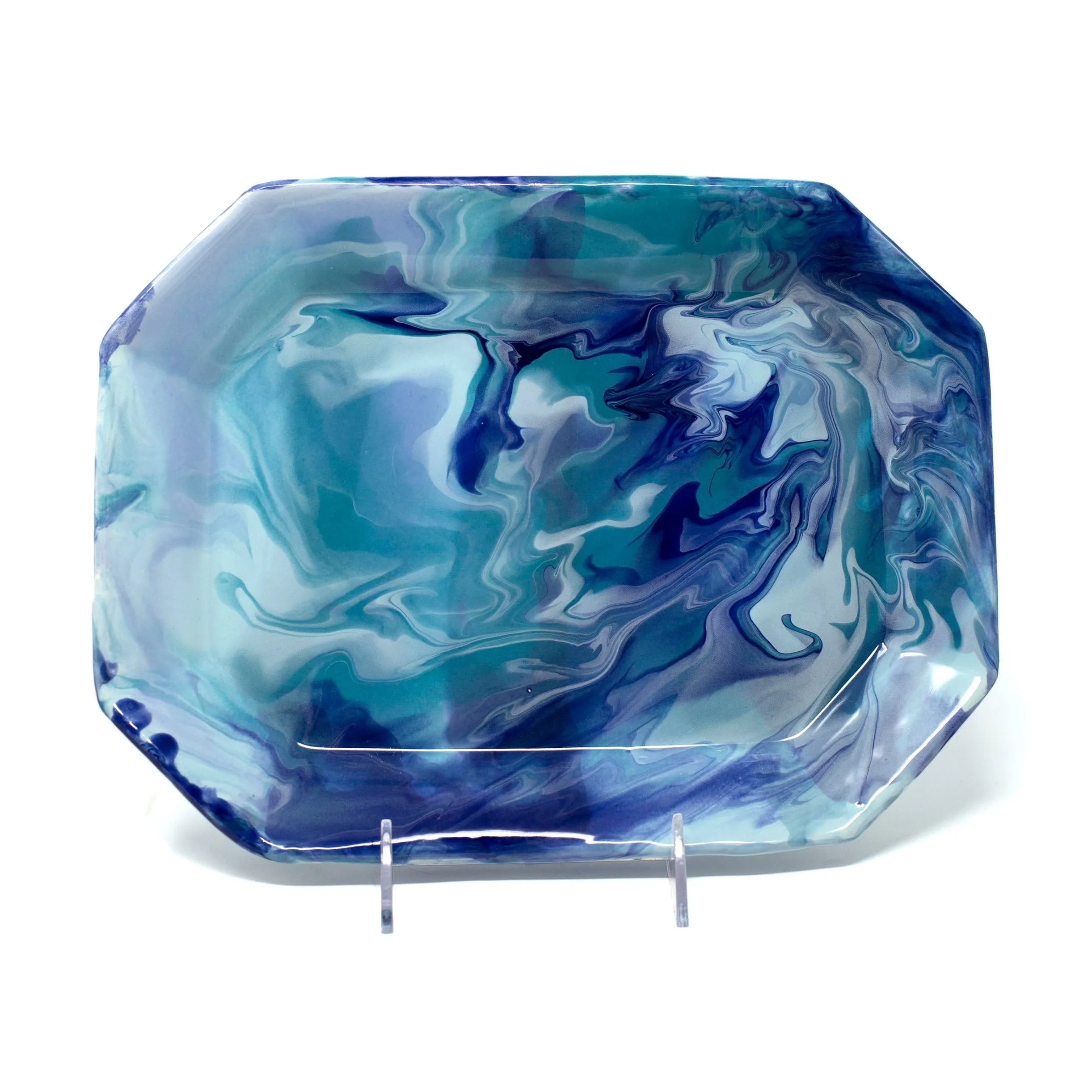 Paul Schneider Handmade Ceramic Tray, Blue Geode