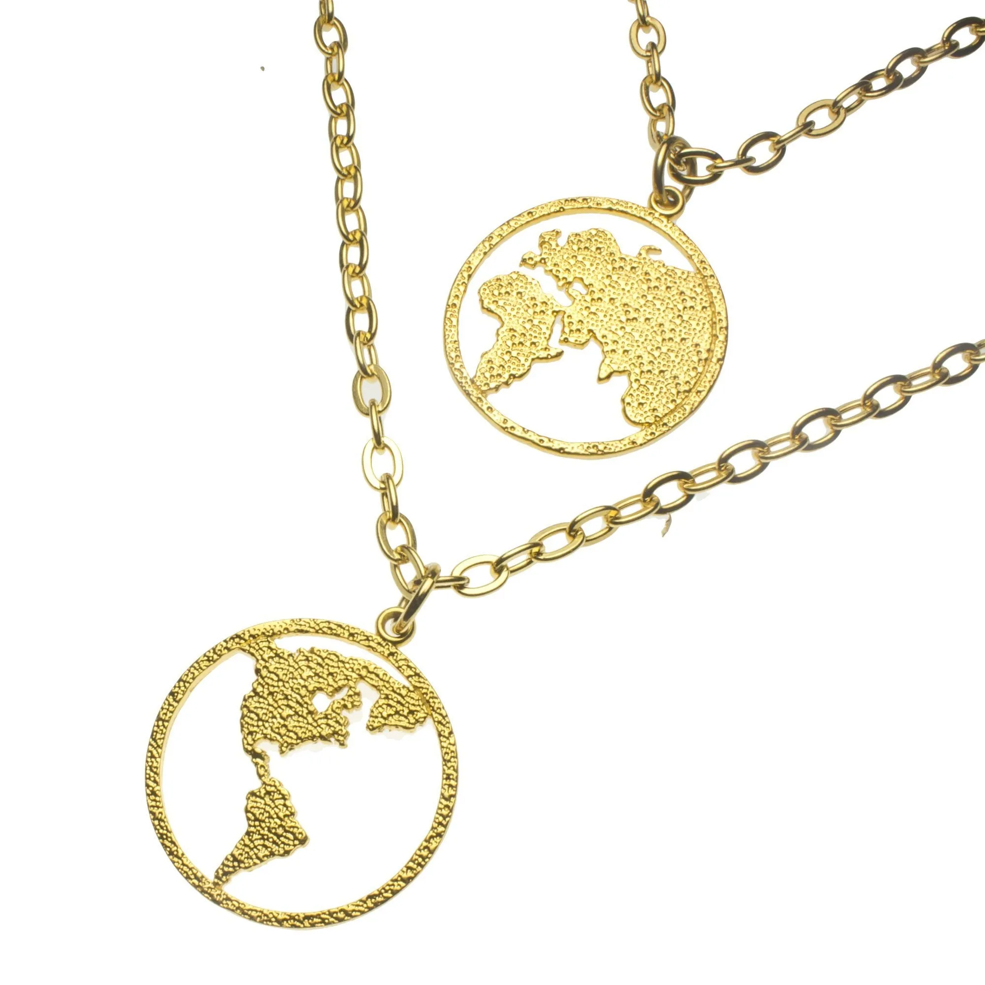 Peace on Earth Double Hemisphere Gold-dipped Necklace (Wholesale)