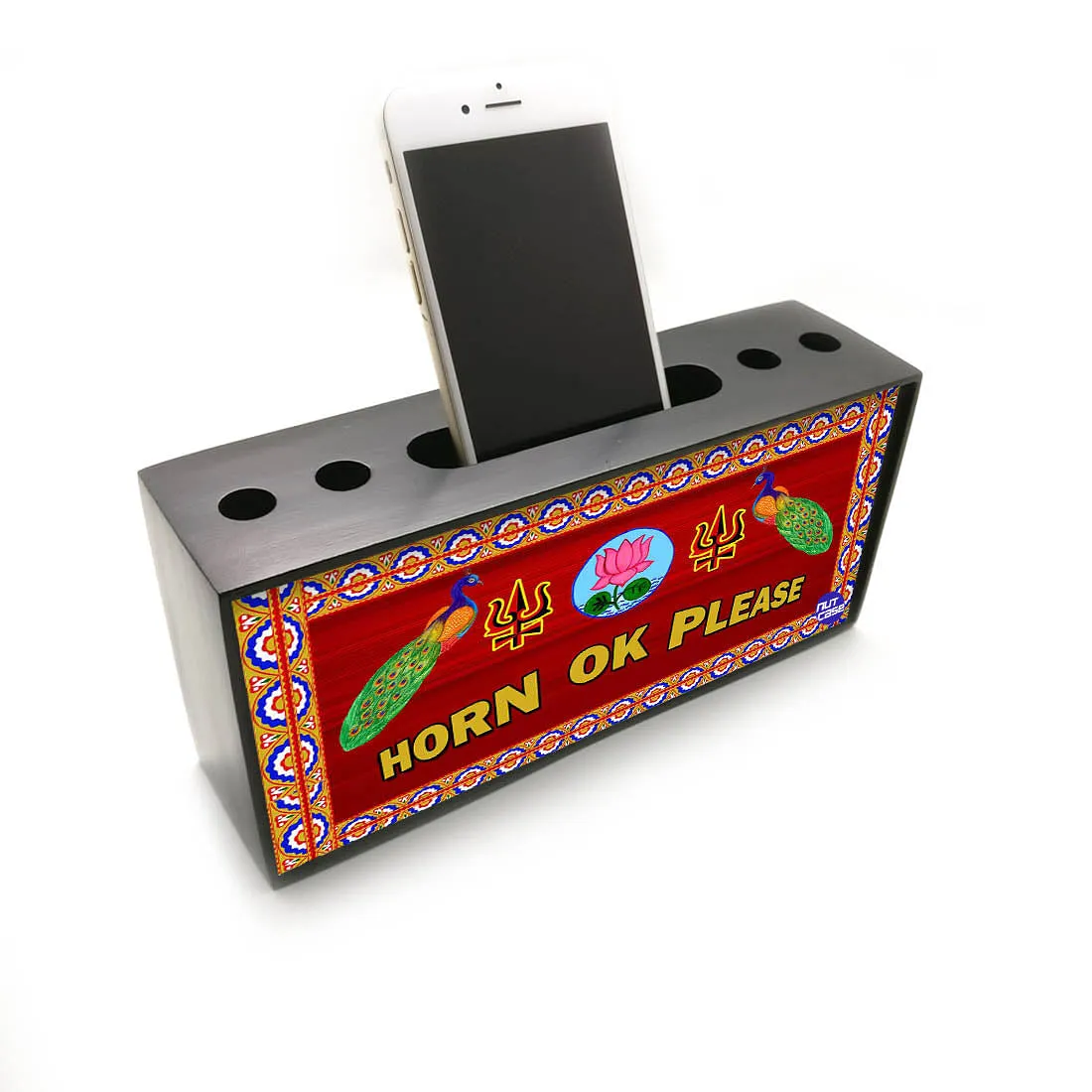 Pen Mobile Stand Holder Desk Organizer - Horn OK Please Red