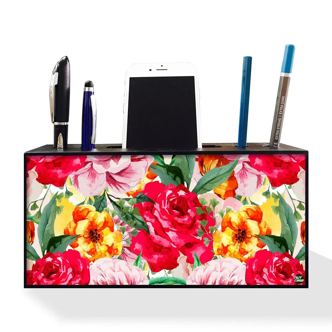 Pen Mobile Stand Holder Desk Organizer - Roses Red