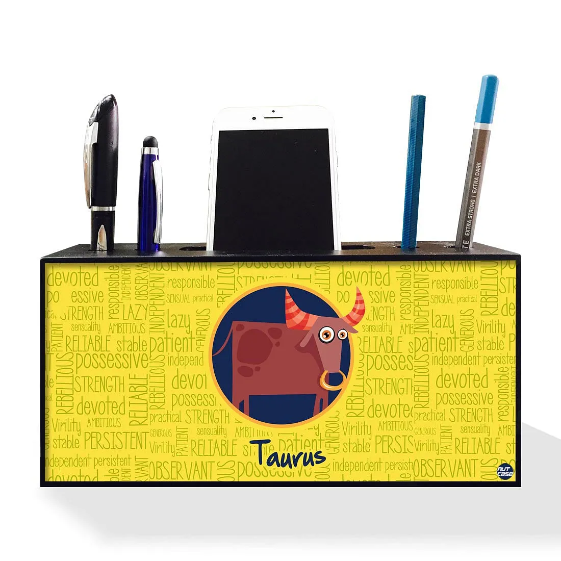 Pen Mobile Stand Holder Desk Organizer - Taurus Yellow