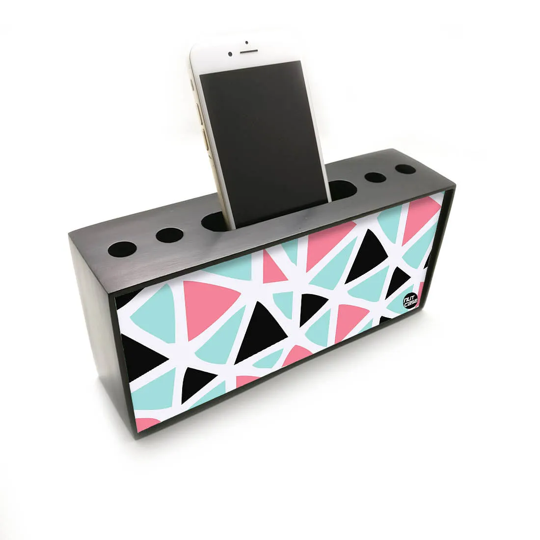 Pen Mobile Stand Holder Desk Organizer - Triangles Pattern