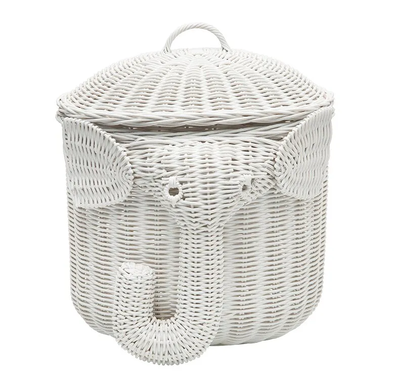 Poonneck Elephant Wicker Storage Basket