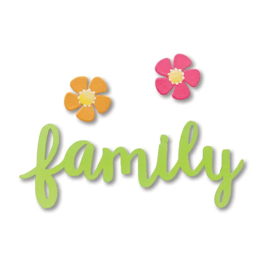 "Family" w/ Flower Magnets Set of 3 - Green