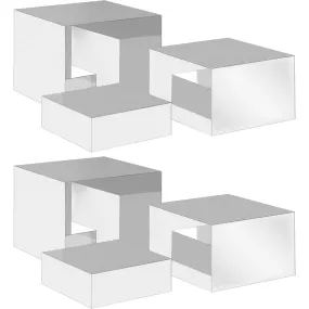 Red Co. Set of 3 Glossy Silver Acrylic Cube Display Nesting Risers with Hollow Bottoms - 2 Pack