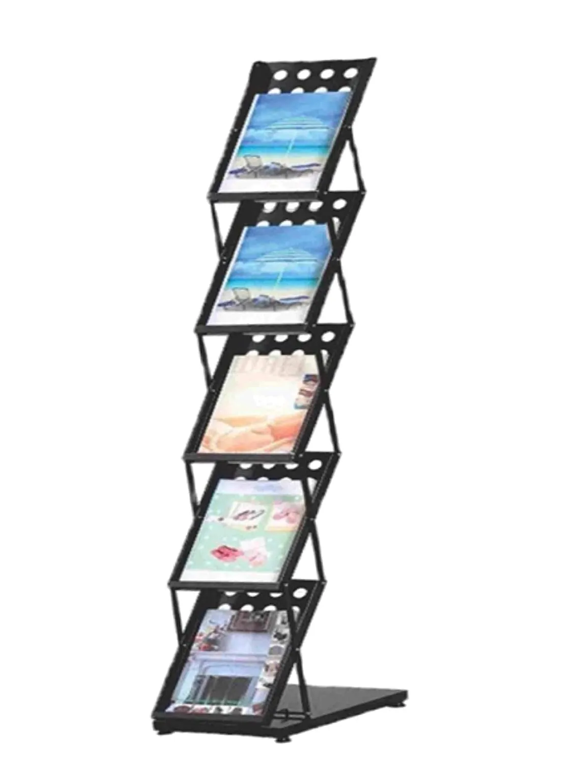 SHIVIS® A4 Metal Portable Brochure Folding Zigzag Catalogue/Magazine/Leaflet/Literature Stand Rack Magazine