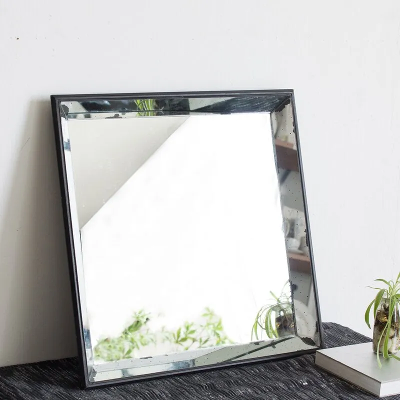 Slandblic Square Glass/Metal Black Coffee Table Tray