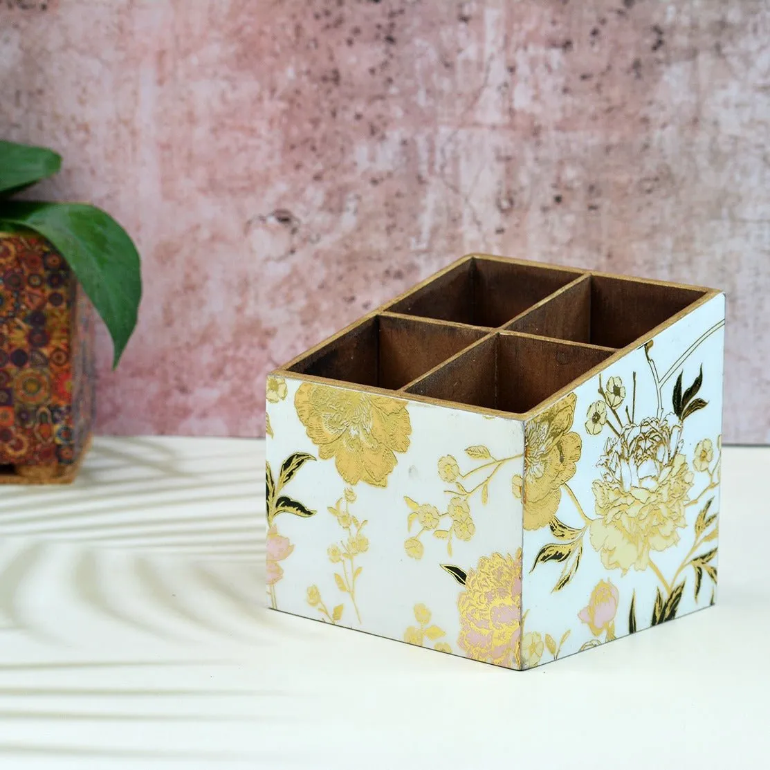 Spring Blossom Multipurpose MDF Organizer (4 Divisions)