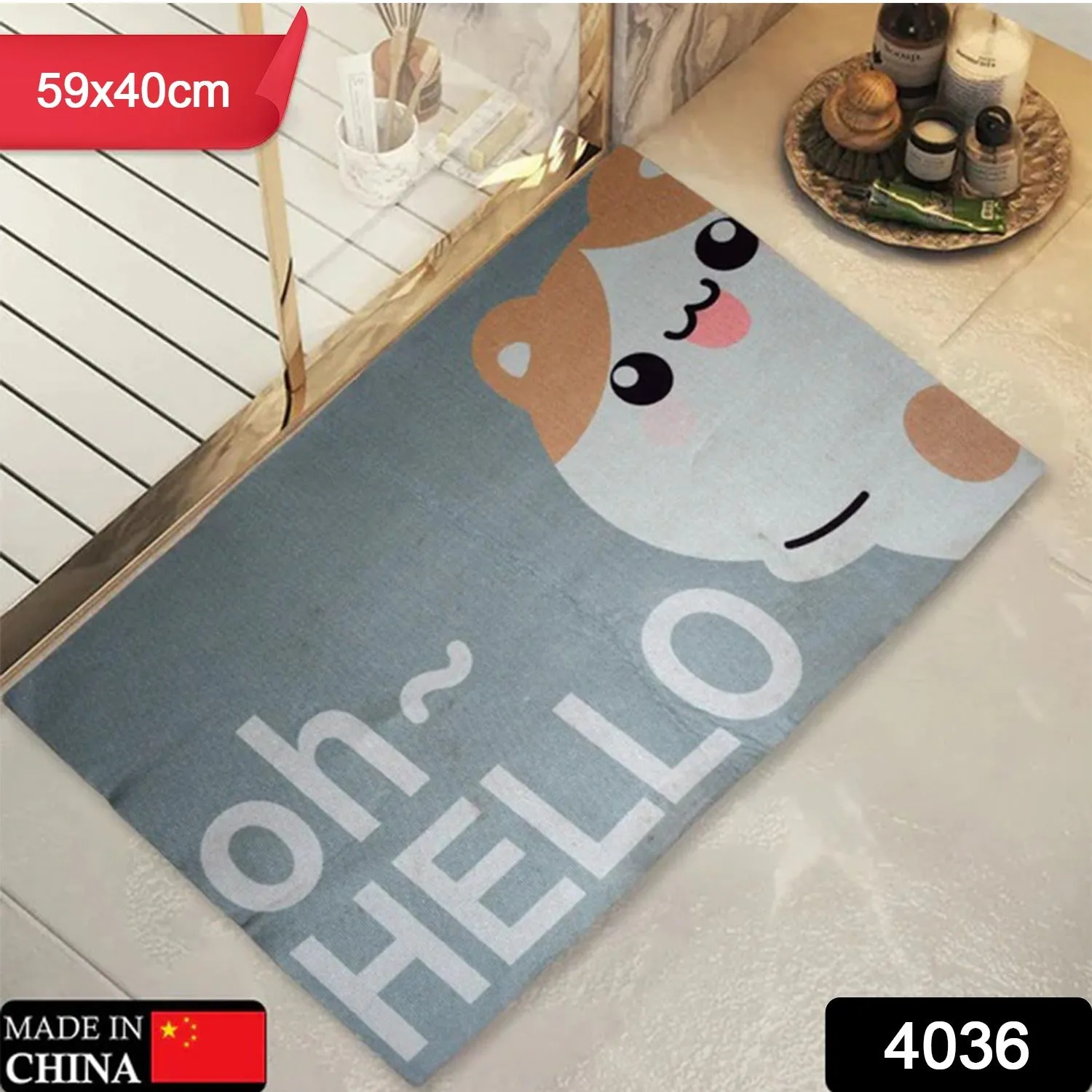 Square Bathroom mat Water Absorbent mats Diatomite Door Mat Anti-Slip Bath Mat Quick Drying Absorbent mat for Home, Kitchen (59x40) (Mix Design)