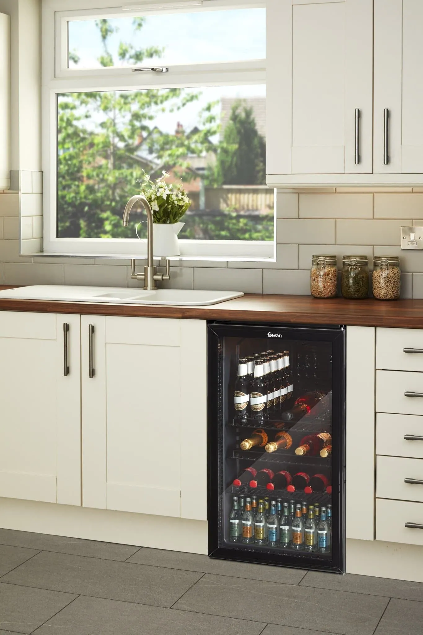 Swan 80L Glass Fronted Under Counter Fridge