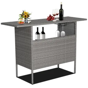 Tangkula Outdoor Wicker Bar Table