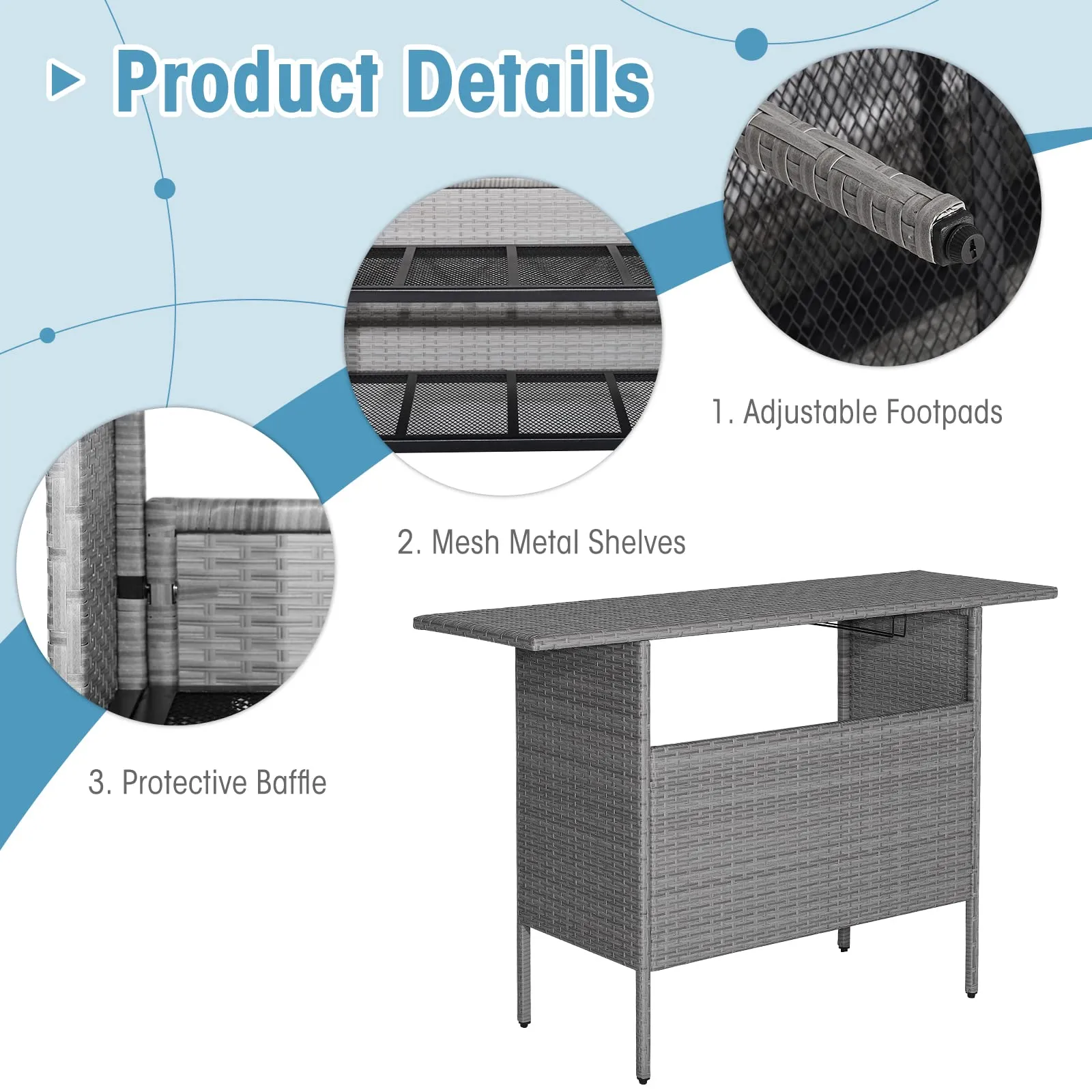 Tangkula Outdoor Wicker Bar Table