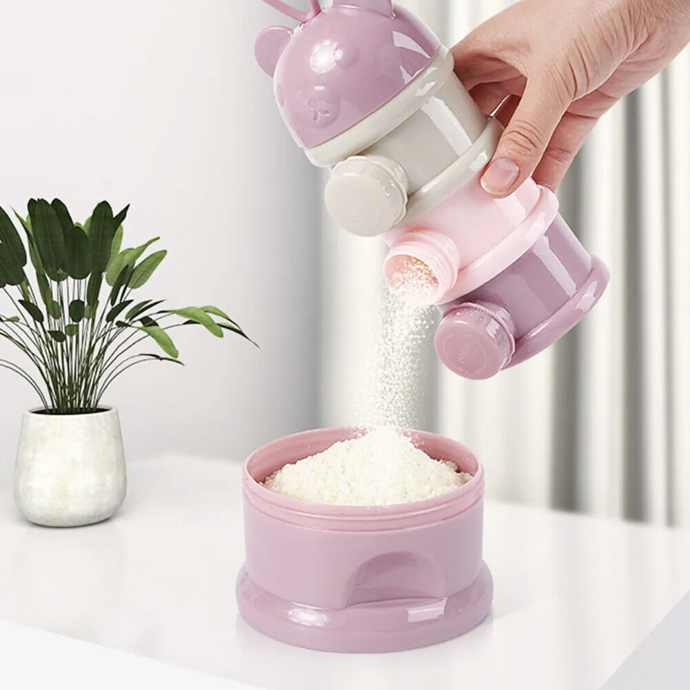 US 3-4 Layers Baby Formula Milk Powder Dispenser Infant Snack Storage Container