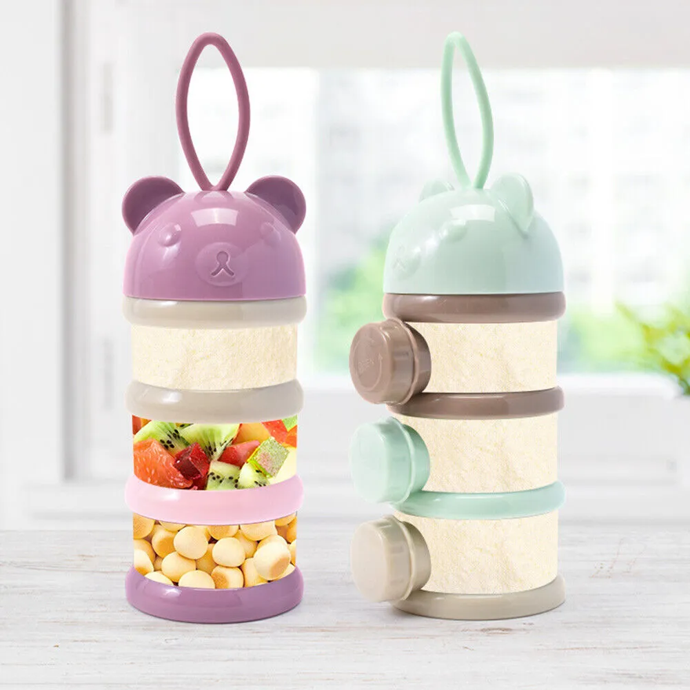 US 3-4 Layers Baby Formula Milk Powder Dispenser Infant Snack Storage Container