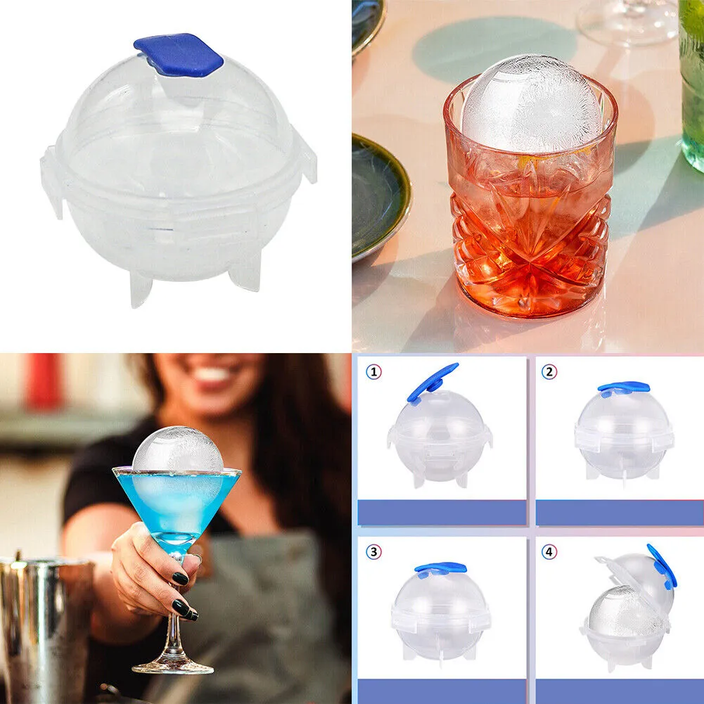 US 4-8 Pc 2'' Ice Ball Maker Mold Round Tray Silicone Sphere Whiskey Cocktails