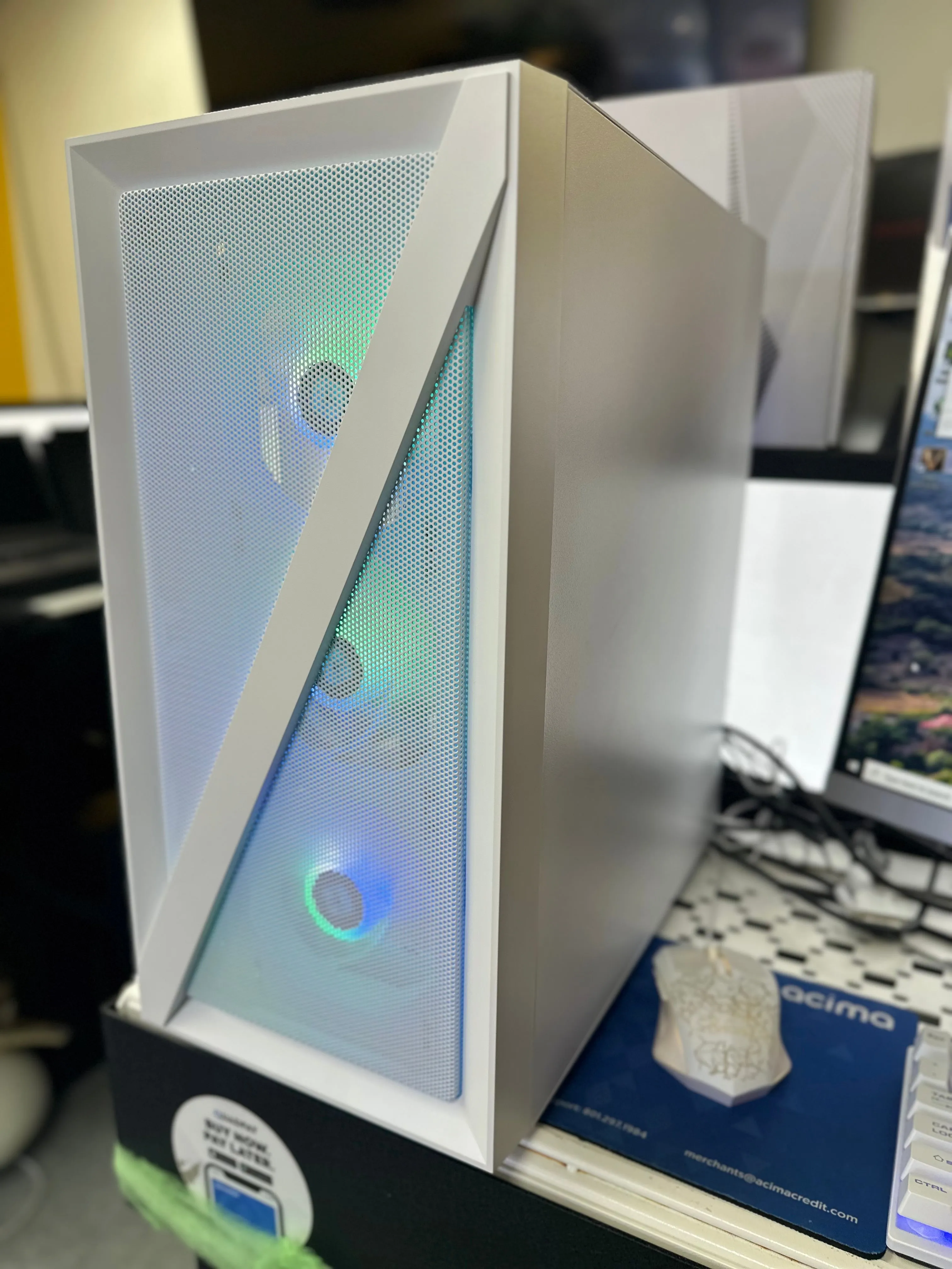 WHITE CUSTOM BUILD  Refurbished GRADE A Desktop CPU Tower ( Microsoft Office and Accessories): Intel I5-7500T @ 3.5 GHZ|NVIDIA 1080 - 8GB| 16GB Ram| 256 GB SSD 1 TB HDD| with rgb combo m&k |WIN 11|Arise Work from Home Ready