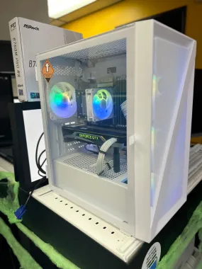 WHITE CUSTOM BUILD  Refurbished GRADE A Desktop CPU Tower ( Microsoft Office and Accessories): Intel I5-7500T @ 3.5 GHZ|NVIDIA 1080 - 8GB| 16GB Ram| 256 GB SSD 1 TB HDD| with rgb combo m&k |WIN 11|Arise Work from Home Ready