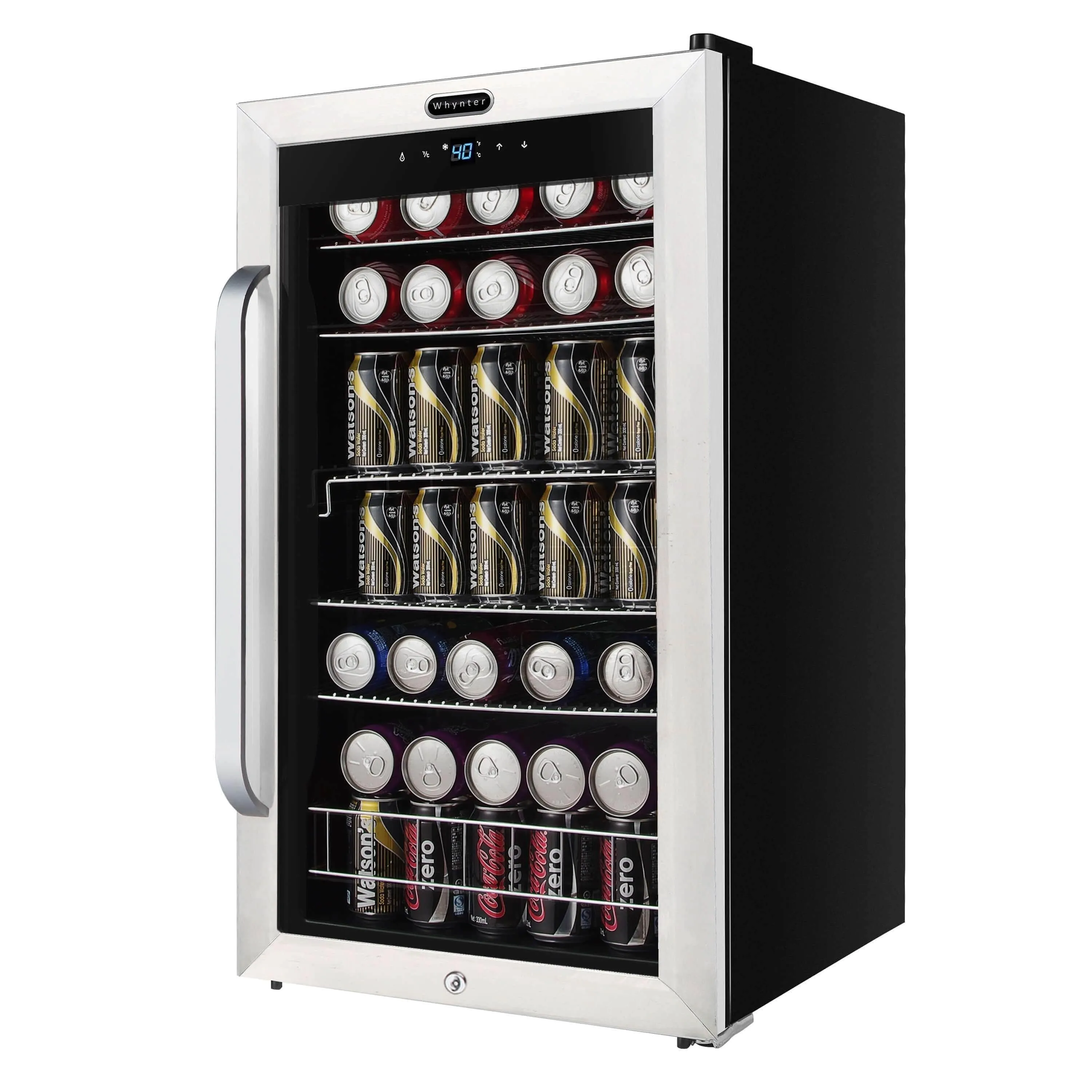 Whynter Freestanding 121 can Beverage Refrigerator with Digital Control and Internal Fan BR-1211DS