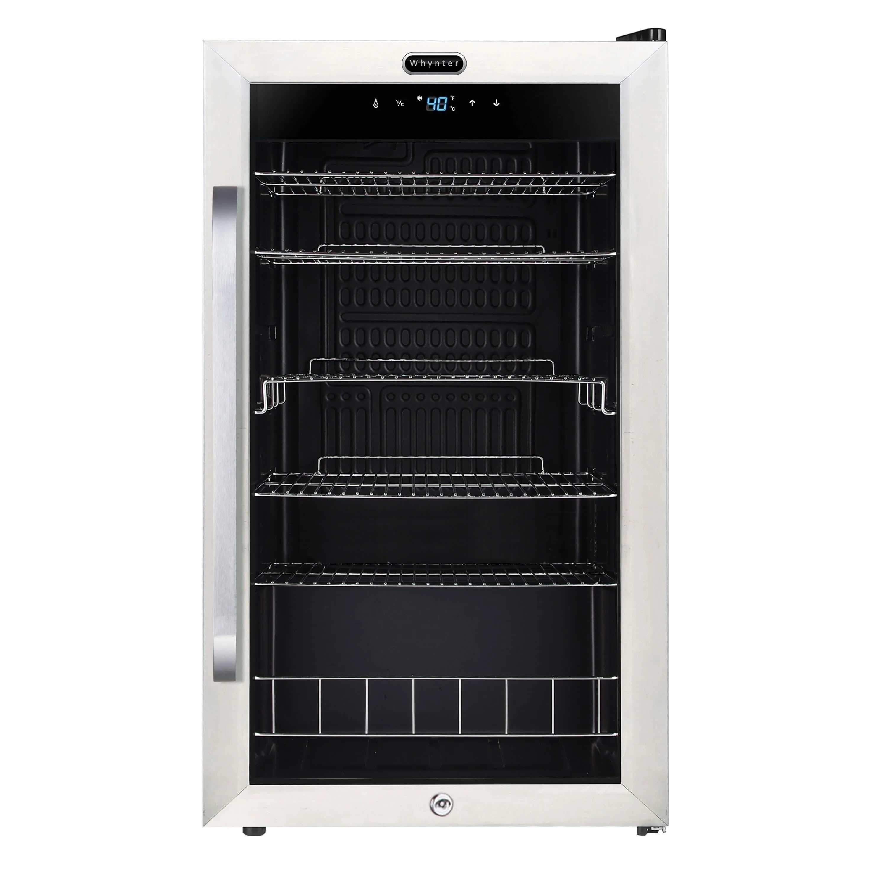 Whynter Freestanding 121 can Beverage Refrigerator with Digital Control and Internal Fan BR-1211DS