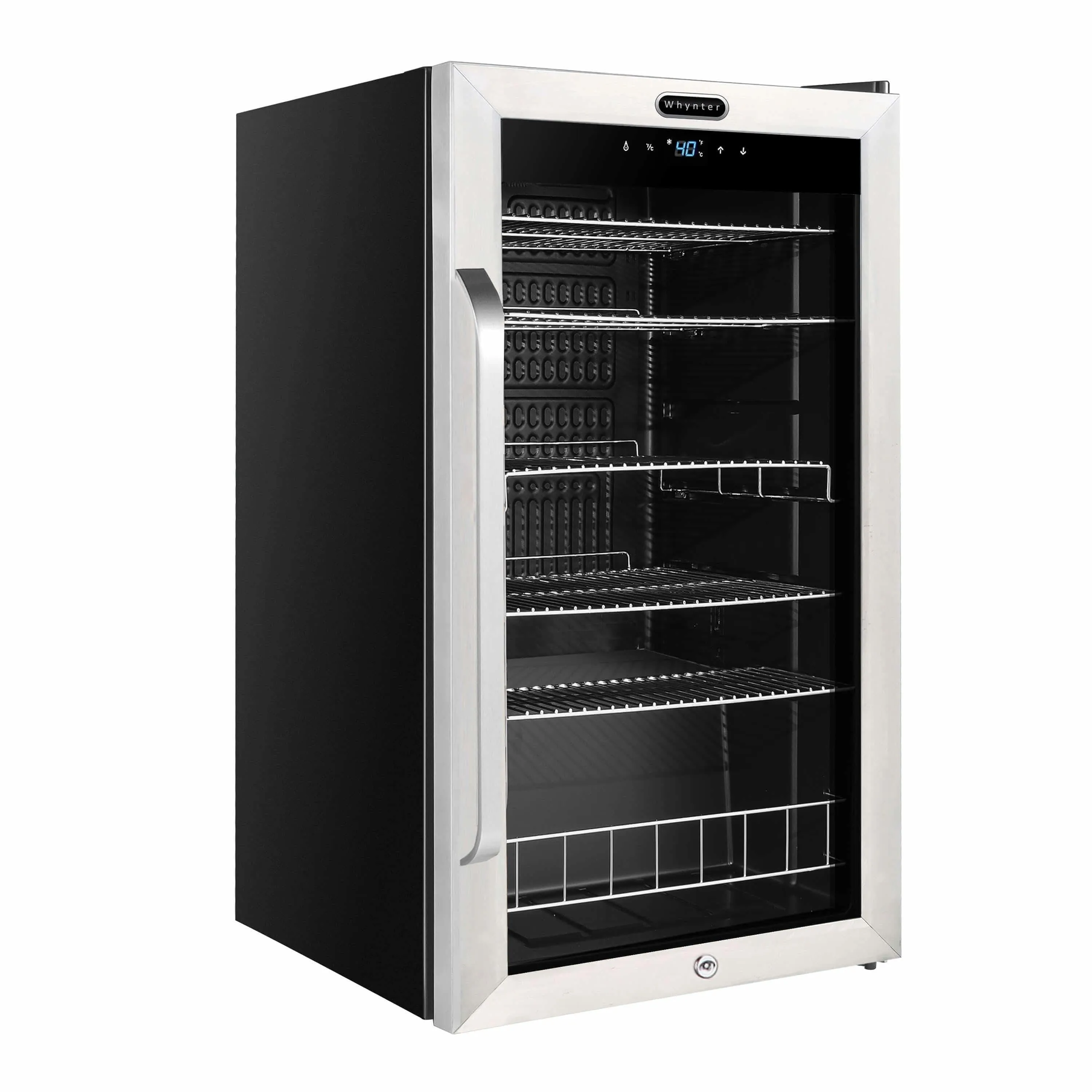 Whynter Freestanding 121 can Beverage Refrigerator with Digital Control and Internal Fan BR-1211DS